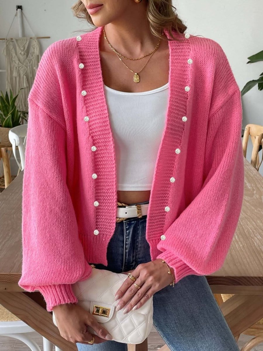 Pearl Open Front Long Sleeve Cardigan - Love Salve